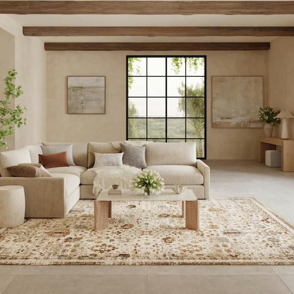Pardis Ivory Rust 8 ft. x 10 ft. Floral Traditional Area Rug