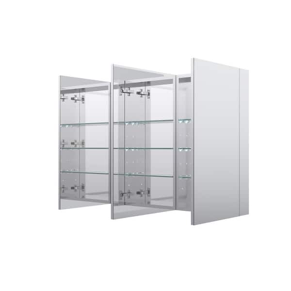 ROSA 52 in. W x 30 in. H Rectangular Recessed/Surface Mount Aluminum Medicine Cabinet with Mirror, Reversible Door