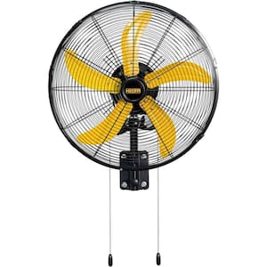 20 in. Oscillating Wall Fan, 4800 CFM High Velocity Industrial Heavy Duty Shop Fans in Yellow with 3-Speed setting