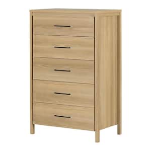Gravity Natural Ash 5-Drawer Chest, 31 in Chest of Drawers