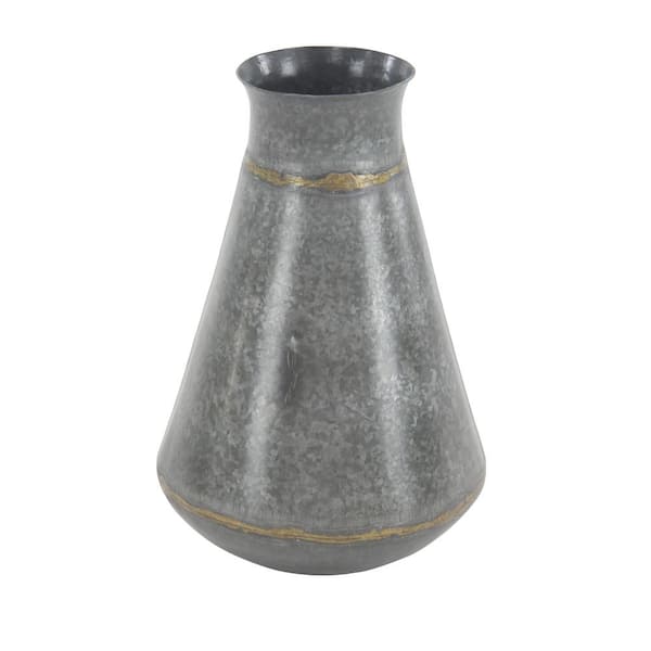 Litton Lane Grey Metal Farmhouse Decorative Vase
