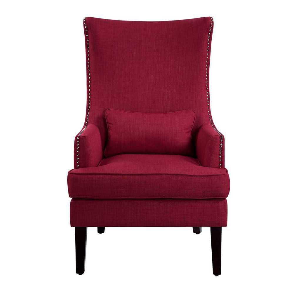 EVERGLADE HOME Rheit Red Textured Upholstery Wingback Accent Chair LX
