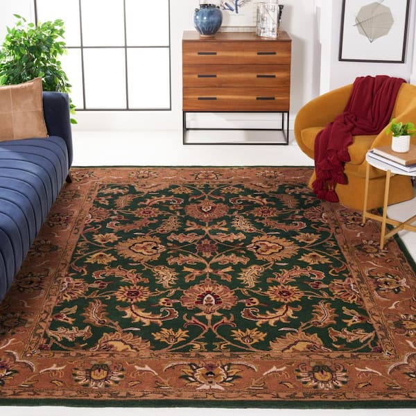 Heritage Dark Green/Gold 5 ft. x 8 ft. Border Area Rug