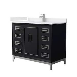 Marlena 42 in. W x 22 in. D x 35.25 in. H Single Bath Vanity in Black with White Cultured Marble Top