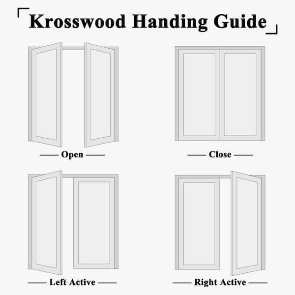 60 in. x 80 in. 1/2Lite Frosted Glass Universal White Solid Core MDF Double Prehung French Door with Jamb and Ball Catch
