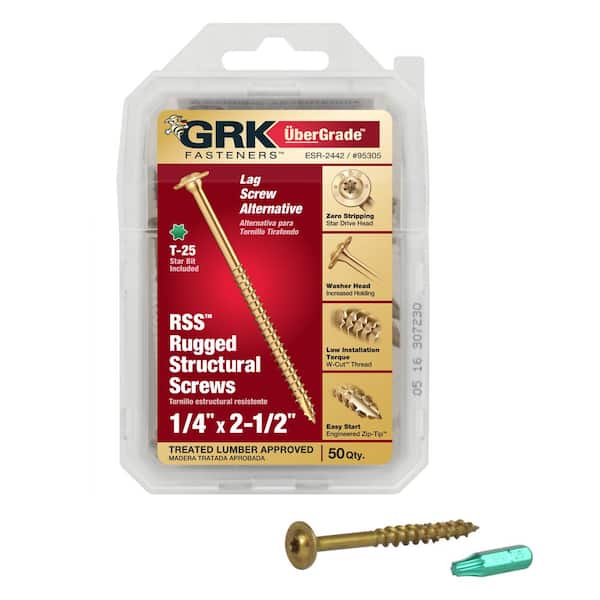 GRK Fasteners 1/4 in. x 2-1/2 in. Star Drive Low Profile Washer Head Structural Wood Screw (50-Pack)