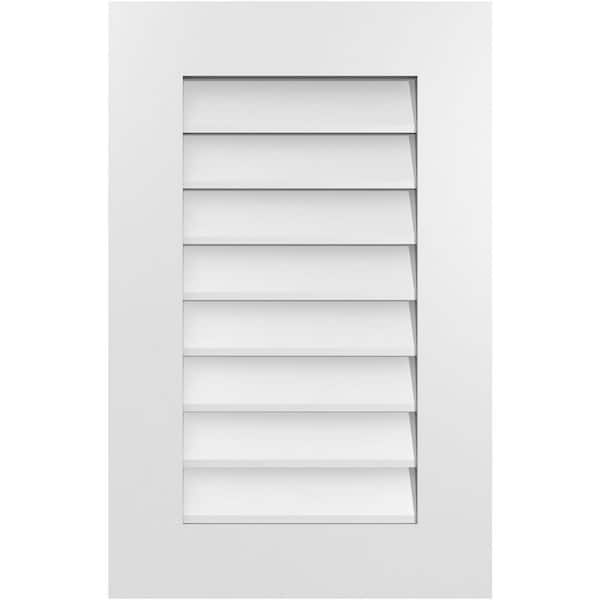 Ekena Millwork 18 in. x 28 in. Vertical Surface Mount PVC Gable Vent: Decorative with Standard Frame