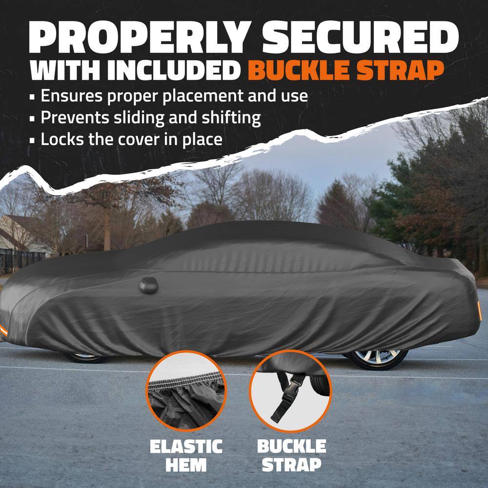 Heavy Duty Black Waterproof PVC Cotton Lined Sedan Car Cover