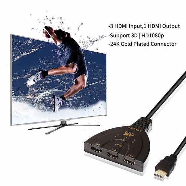 HDMI Switch 4k, 3-Port HDMI Splitter Cable