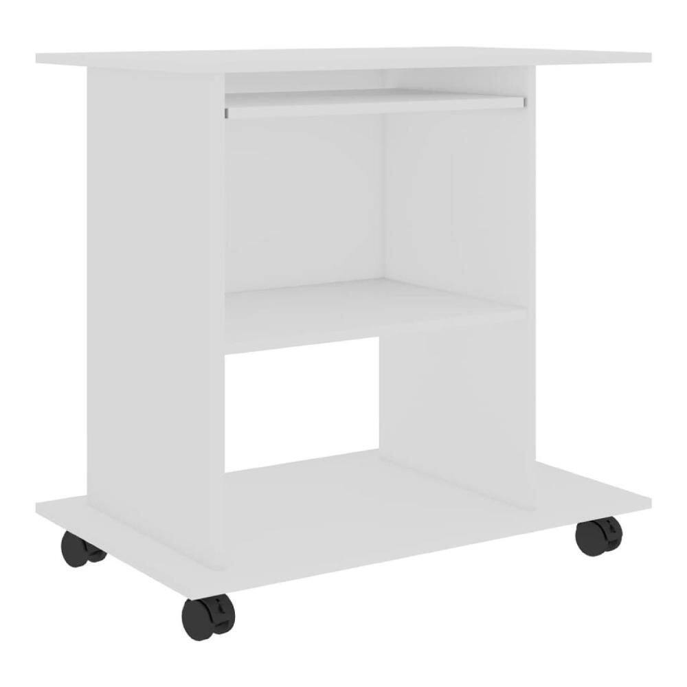 Gulo 31.5 in. Rectangle White Wood Computer Desk with 2 Shelves and Keyboard Tray
