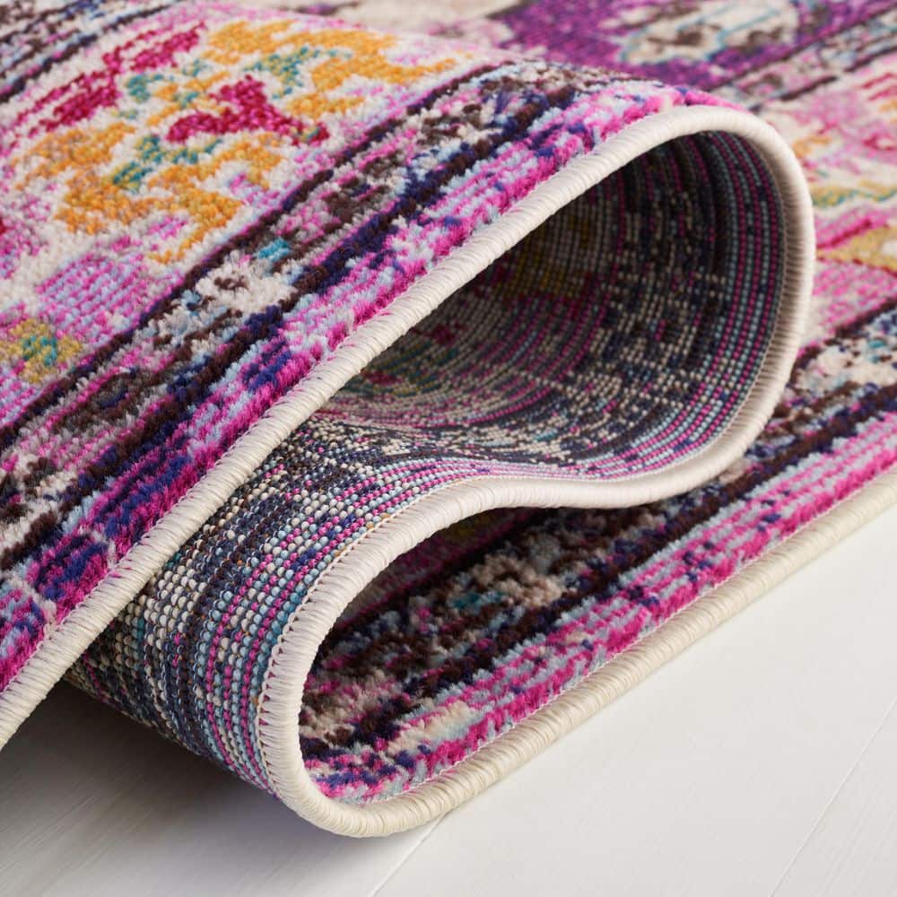 Violet and Light Blue Boho-Chic Rectangular Area Rug
