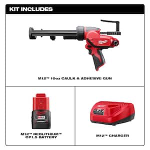 M12 12- volt Lithium-Ion Cordless 10 oz. Caulk and Adhesive Gun Kit with (1) 1.5Ah Battery and Charger