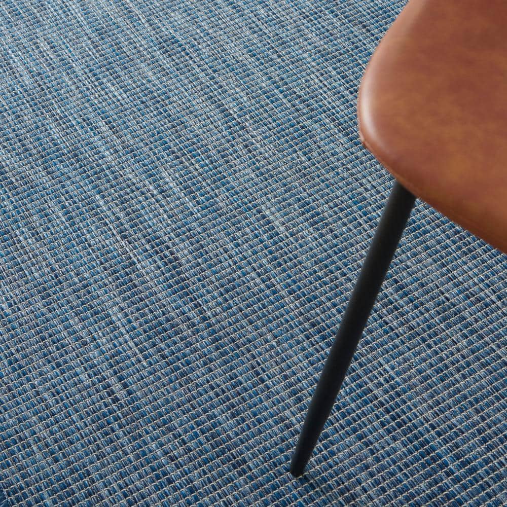 Navy Blue Flat Woven Rectangular Synthetic Rug, 4' x 6'
