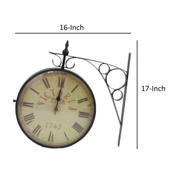 Benjara Vintage Styled Railway Clock Victoria 1747 NAU-IR48665 - The Home  Depot