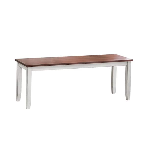 Vifah Ellsworth Clay White Bench with Straight Legs 18 in. X 48 in. X 15 in.