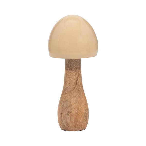 Liv & Skye Ivory 4 in. x 8 in. Wood Coned Mushroom Figurine
