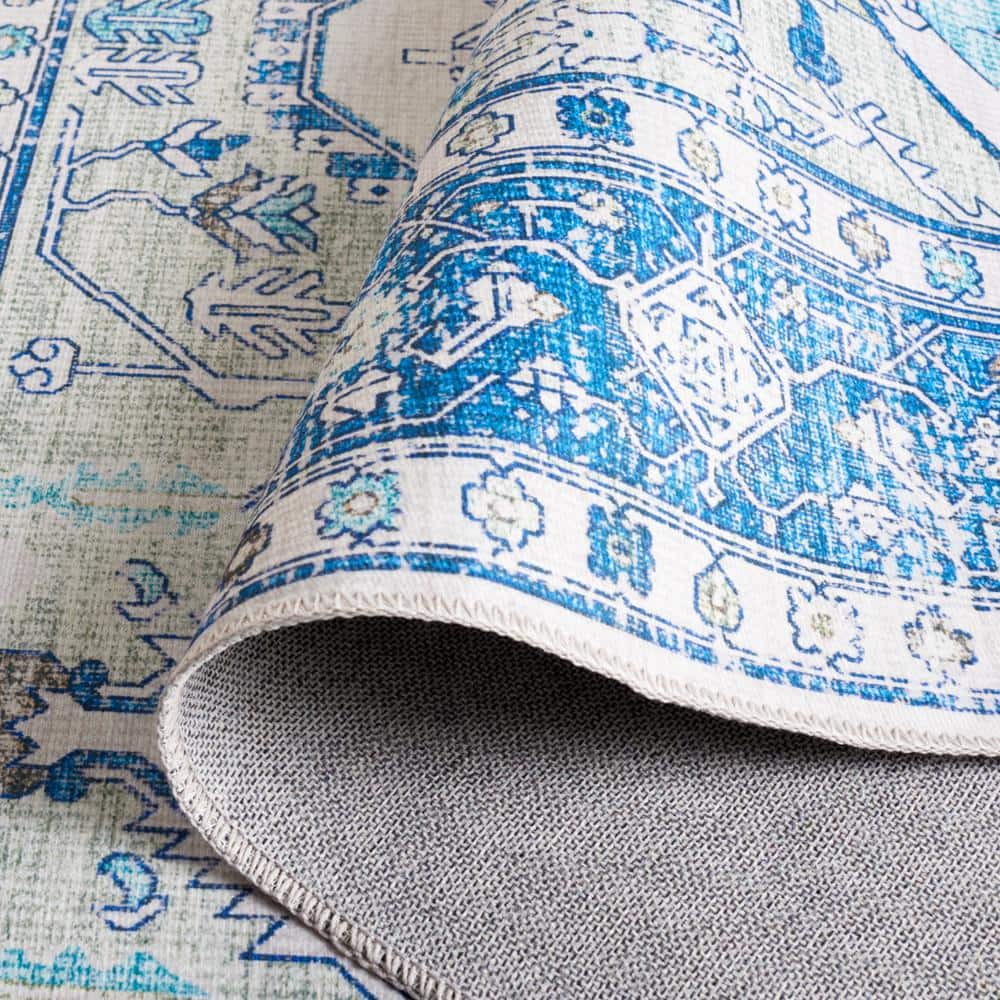 Arizona Blue and Beige 8' x 10' Washable Area Rug