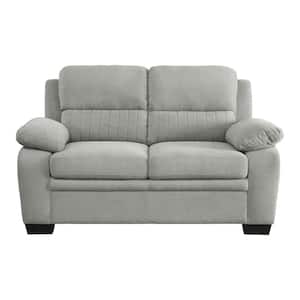 Deliah 58 in. W Gray Textured Fabric Loveseat