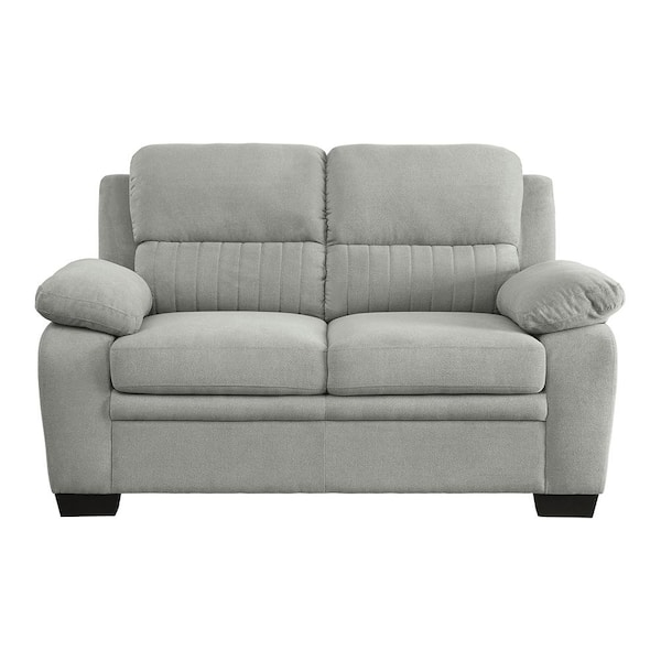 Lazzara Deliah 58 in. W Gray Textured Fabric Loveseat