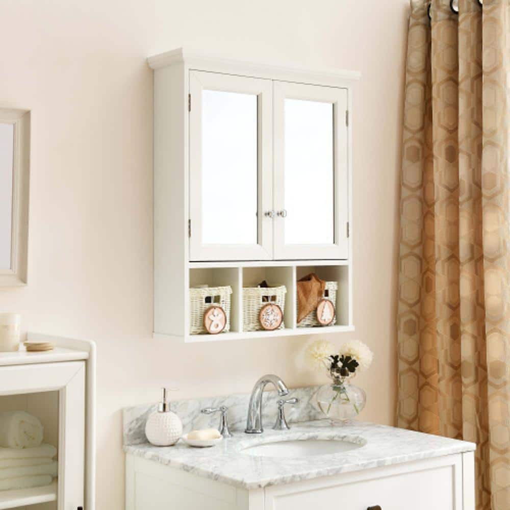 Tangkula Bathroom Medicine Cabinet with Mirror, Wall Mounted Bathroom  Storage Cabinet w/Mirror Door & 6 Open Shelves, Adjustable Shelves, Mirror