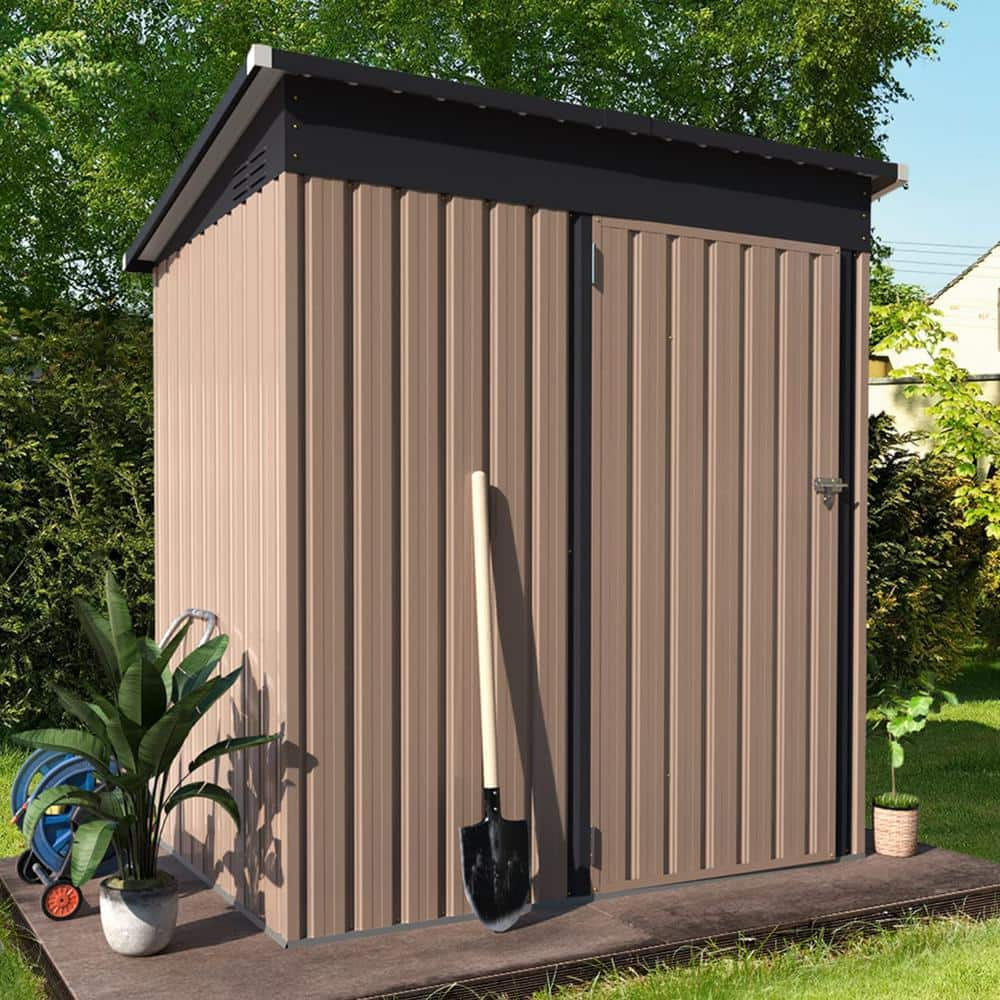 AECOJOY 5 Ft. W X 3 Ft. D Metal Shed With Single Lockable Door (15 Sq ...