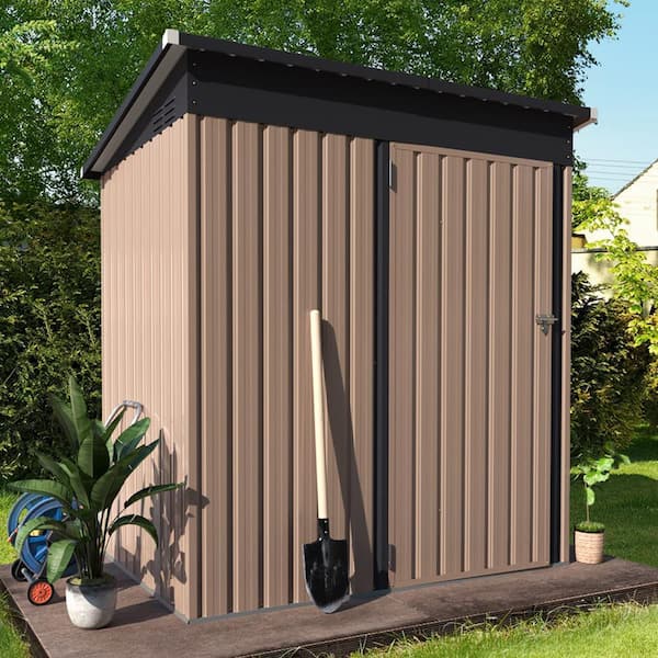 AECOJOY 5 ft. W x 3 ft. D Metal Shed with Single Lockable Door (15 sq. ft.)