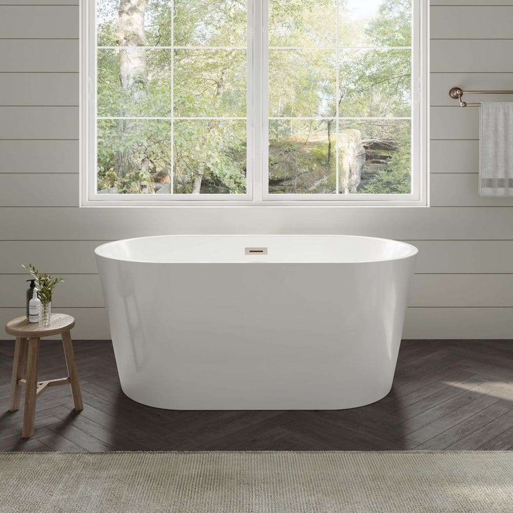 Carissa 55 in. x 29.5 in. Soaking Bathtub with Center Drain in White with Brushed Nickel Trim price history on PriceWatchPro