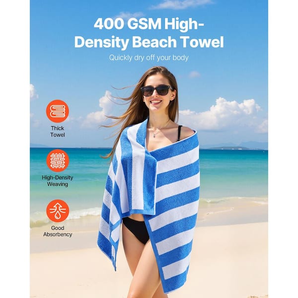 Beachland Solid Color Beach Towel - 30x60 Inches, 100% Cotton, Extra Soft & Absorbent (Black)