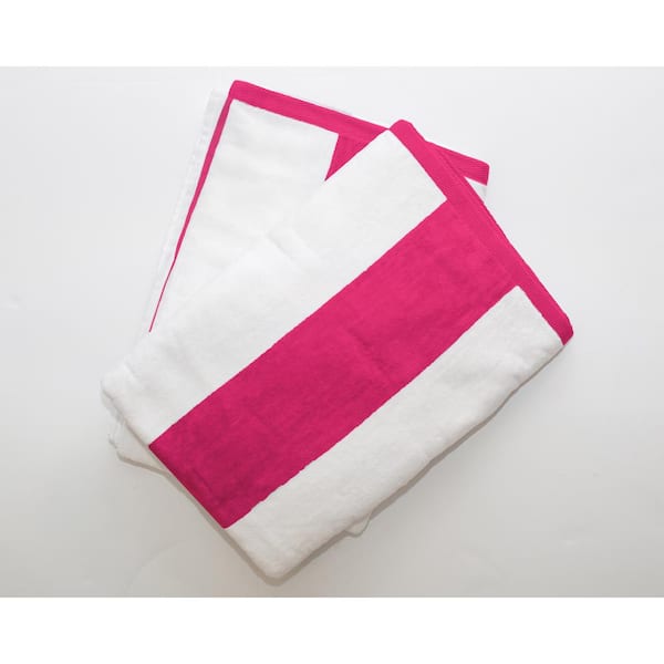 Unbranded 2-Pack Tropical Cabana 100% Cotton Beach Towel in Fuchsia