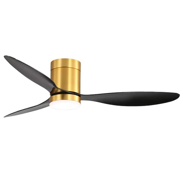 Clare 52 in. Integrated LED Indoor Black-Blade Gold Ceiling Fans with Light and Remote Control Included
