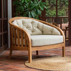 Bernese Oversized Teak Outdoor Lounge Chair with Tan Cushion