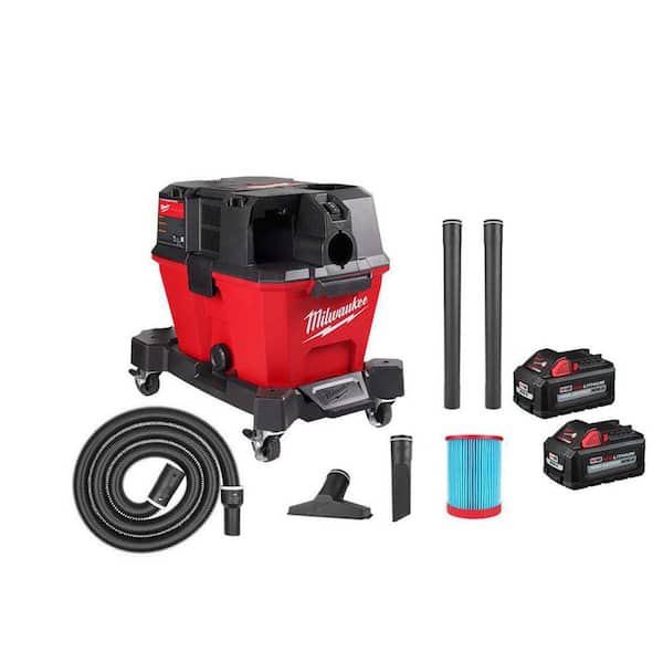 M18 FUEL 6 Gal. Cordless Wet/Dry Shop Vacuum with Filter Hose and Accessories w/M18 High Output 6.0Ah Battery (2-Pack)