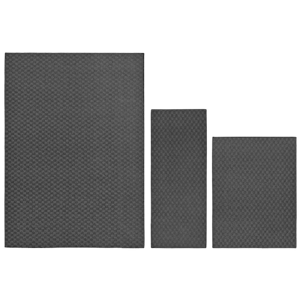 Medallion Cinder Gray 5 ft. x 7 ft. Geometric 3-Piece Rug Set