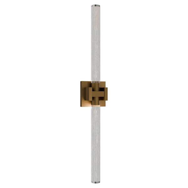 Ripple 32 in. 1-Light Aged Brass Integrated LED Vanity Light/ Wall Sconce Selectable 4CCT 2700K-3000K-3500K-4000K