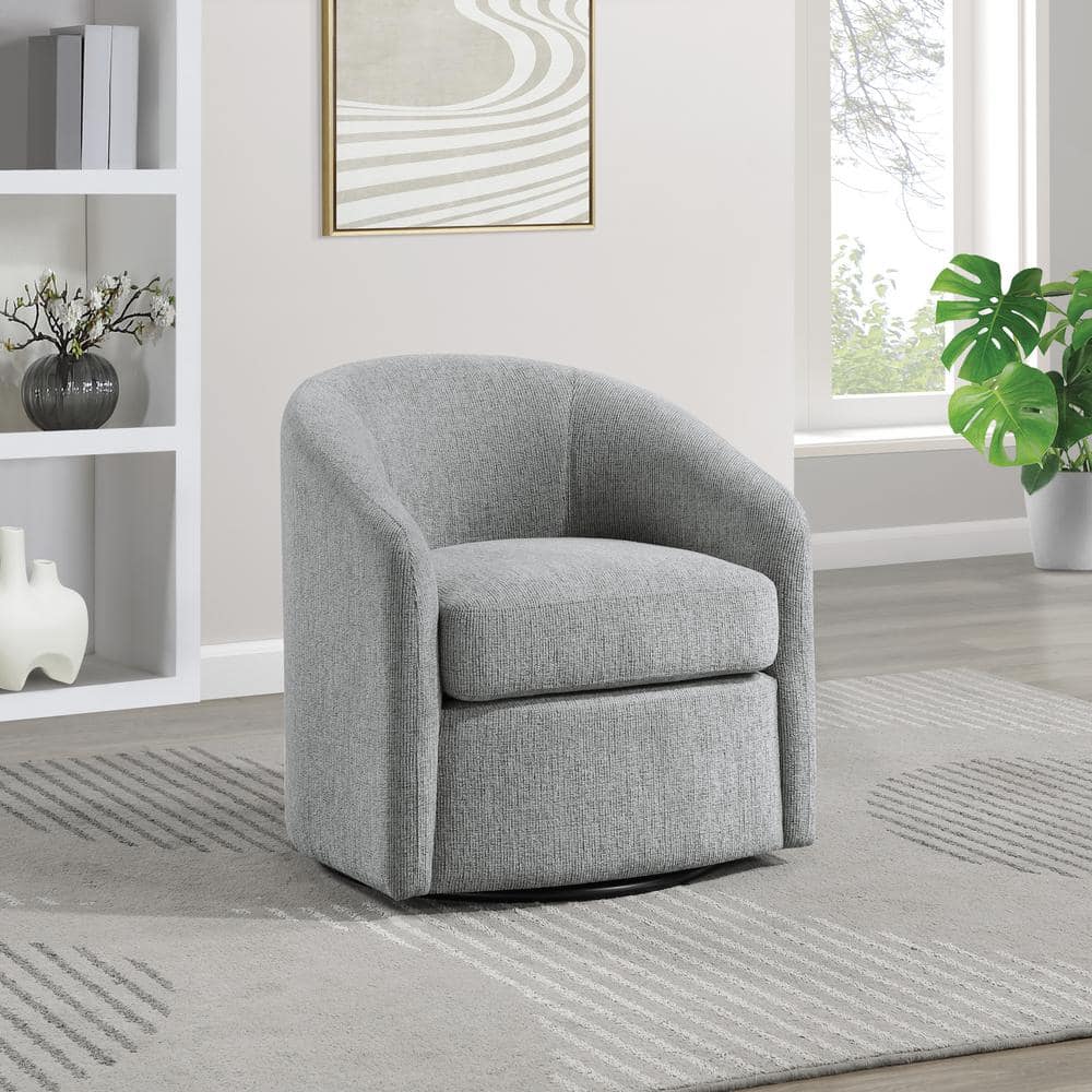 Bella Dove Gray Polyester Barrel Swivel Chair