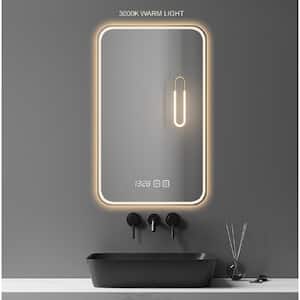 23.60 in. W x 31.50 in. H Rectangular Frameless Anti-Fog LED Wall Bathroom Vanity Mirror in Gloss White 3-color Lighting