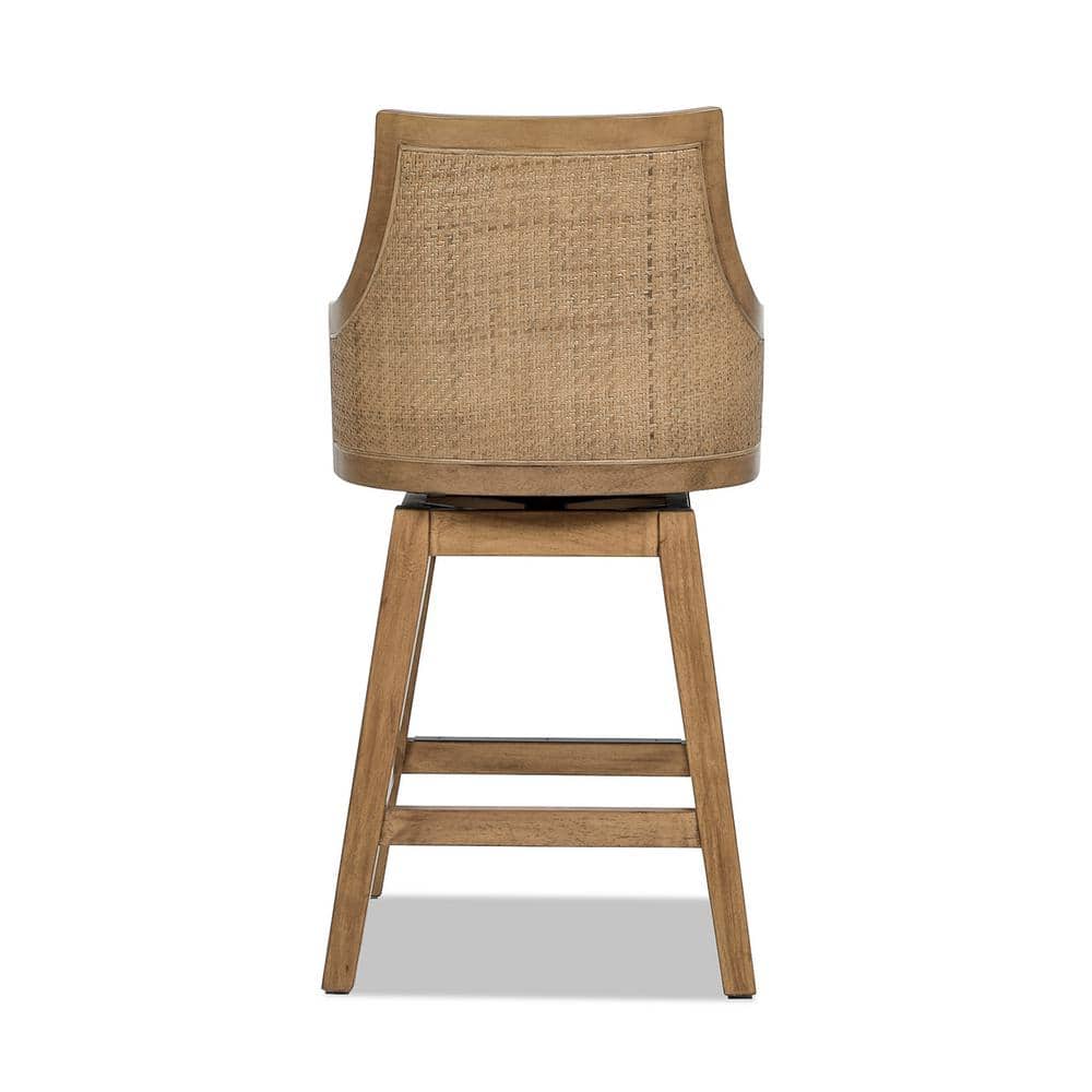 Bahama 26" Brown Wood and Acrylic Swivel Counter Stool