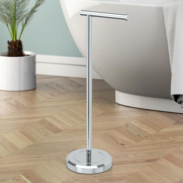 Bathroom Essentials Latitude II Freestanding Toilet Paper Holder Stand in Chrome