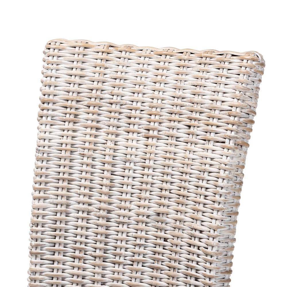 Trianna High Back White and Natural Rattan Dining Chair
