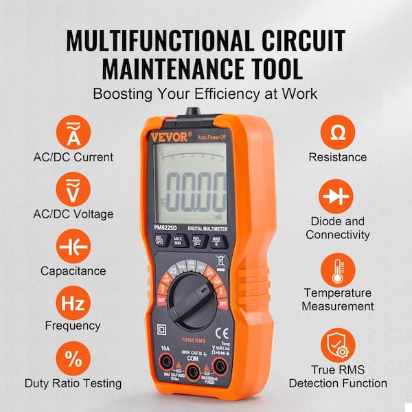 IDEAL 1000-Volt Auto Range TRMS 6000-Count Display Multimeter with NCVT,  Temp and LoZ 61-357 - The Home Depot