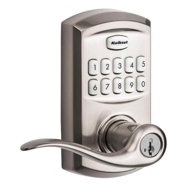 Kwikset 99170-001 917 SmartCode Satin Nickel Keypad Electronic Single-Cylinder Tustin Door Lever Featuring SmartKey Security - 1