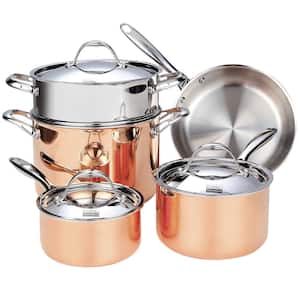 Multi-Ply Clad 8-Piece Stainless Steel Nonstick Cookware Set in Stainless Steel and Copper