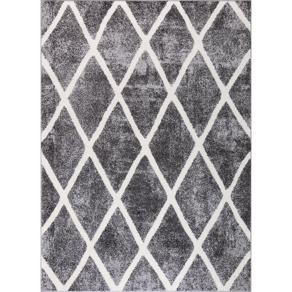 Concord Global Trading Charlotte Collection Diamond Gray 5 ft. 3 in. x 7 ft. 3 in. Area Rug