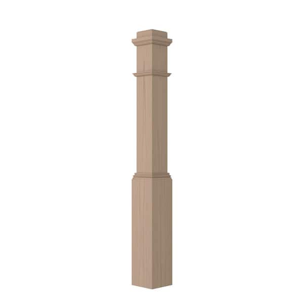6.25 in. D x 6.25 in. W x 55 in. L Unfinished Poplar Wood Box Newel