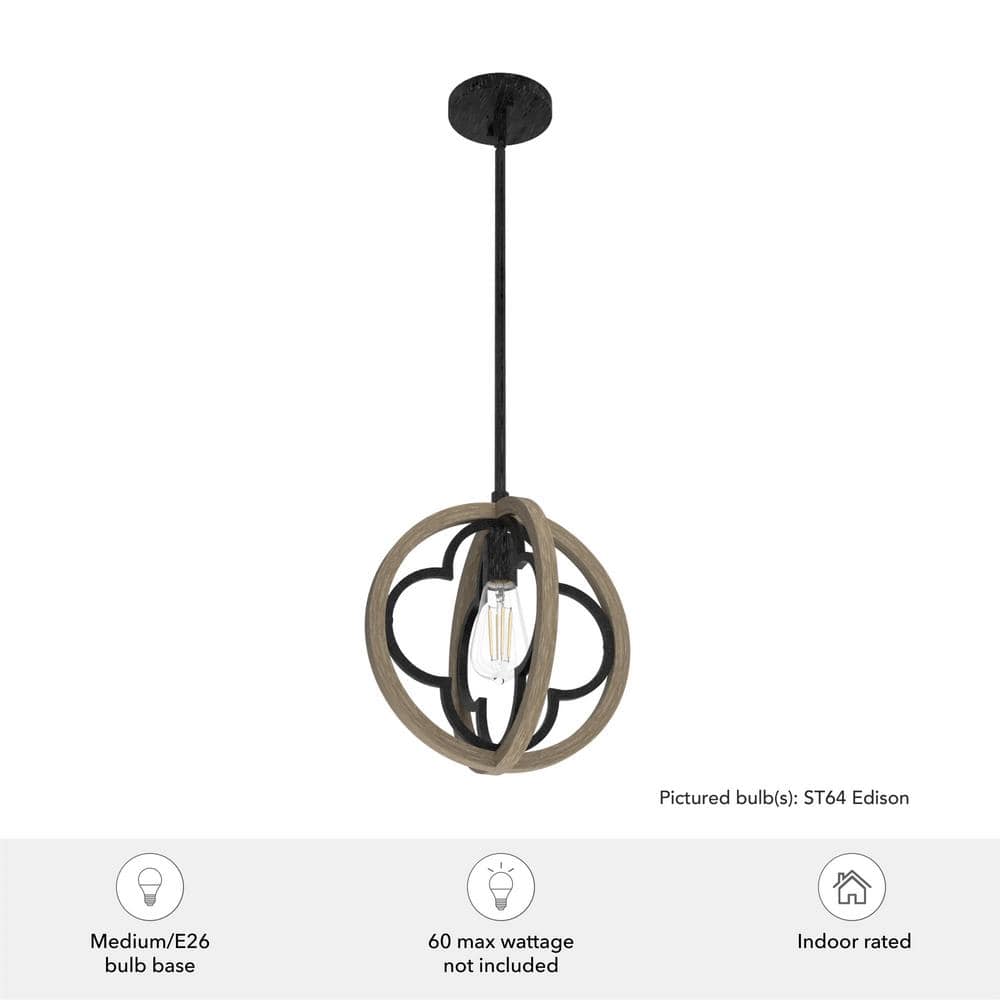 Gablecrest French Oak 12" Globe Pendant Light