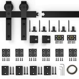 6.6 ft./80 in. Frosted Black Bi-Folding Sliding Barn Door Hardware Track Kit for 4-Doors