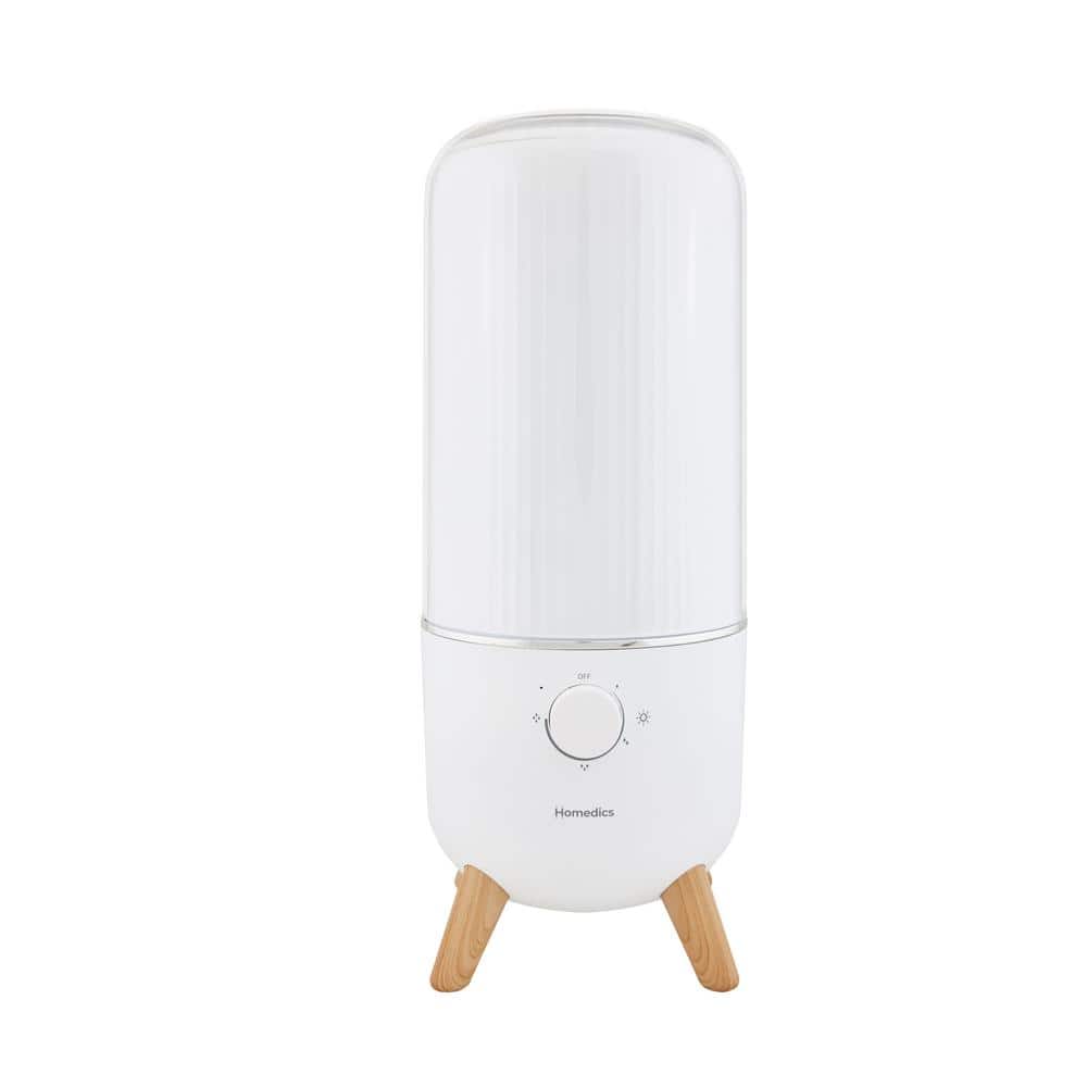 HoMedics White Ultrasonic Cool Mist Humidifier with Wood Legs