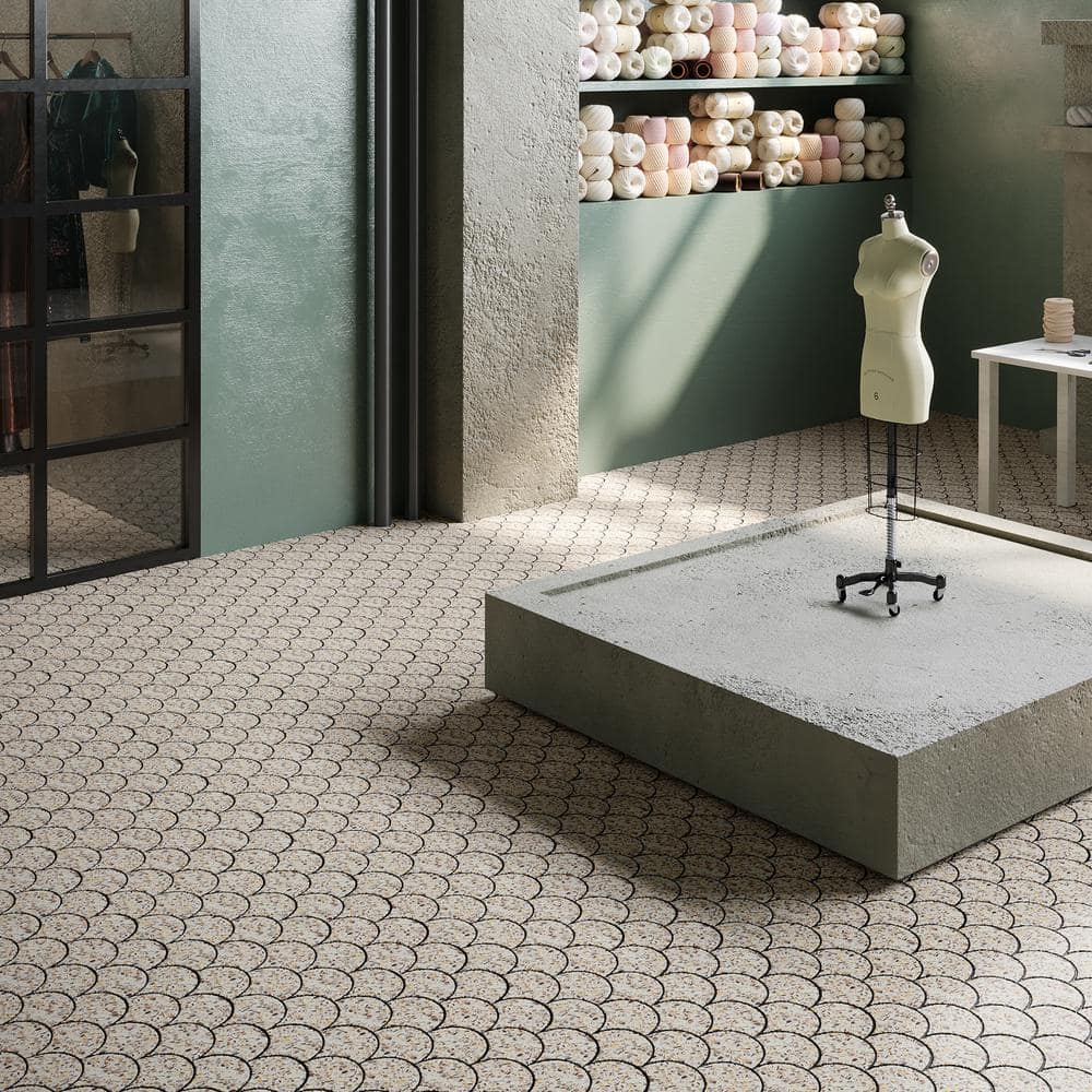 Cream Pearl Polished Mosaic Wave Tile for Walls and Floors