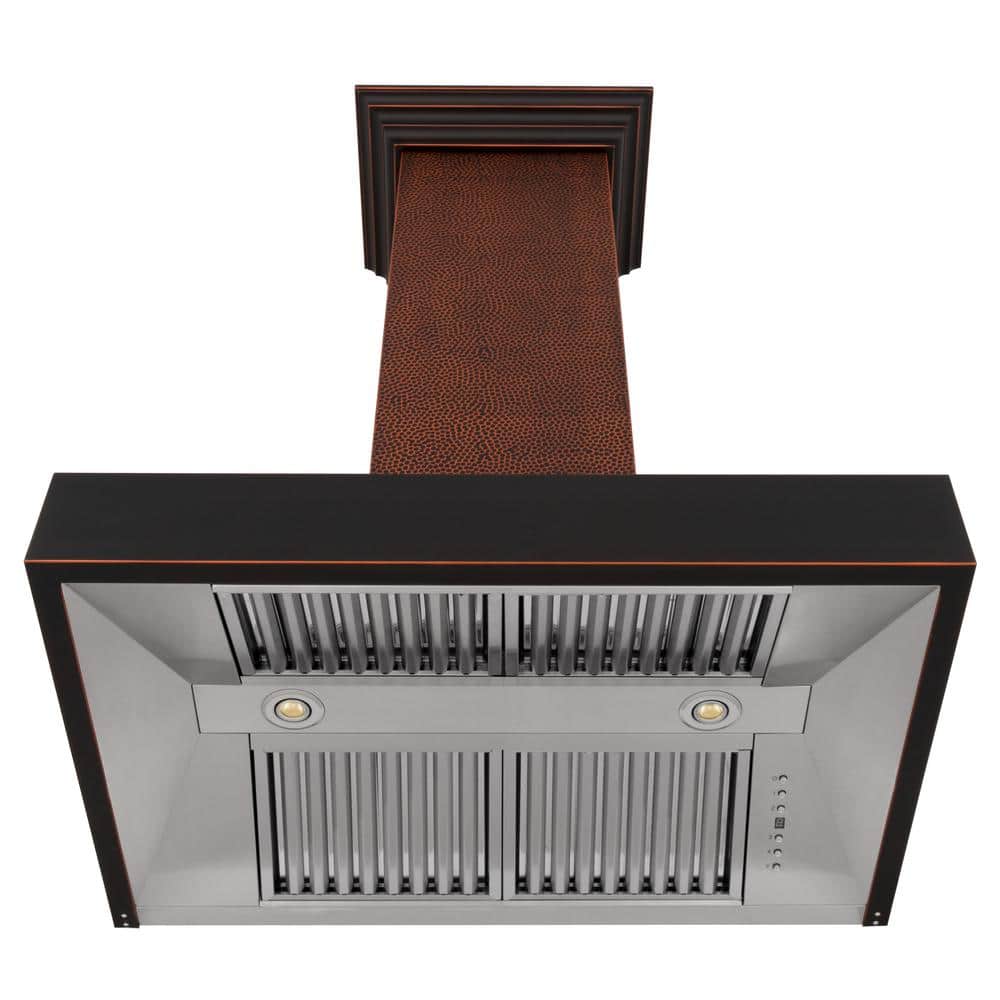 Hand-Hammered Copper 30" Convertible Wall Mount Range Hood