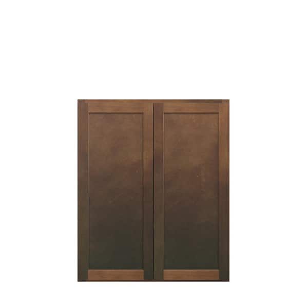 Kunal Kitchens Amherst Shaker 30 in. W x 36 in. H x 12 in. D in Walnut Plywood Assembled Wall Cabinet